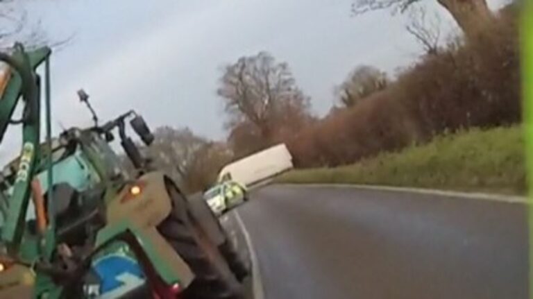 Driver Stuck in Ditch After Ignoring Road Closure in Russell Township